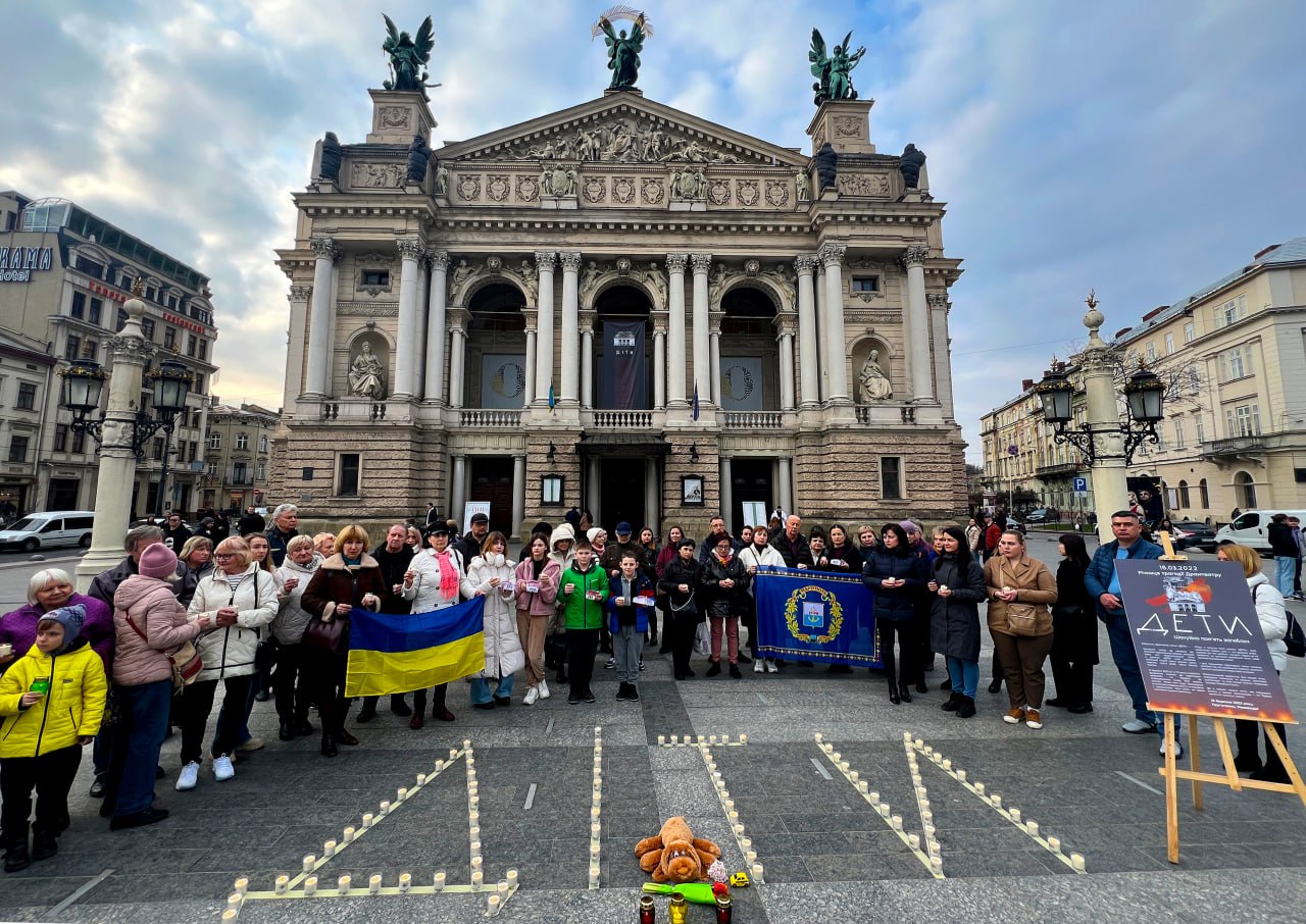 Nationwide memorial action honouring the Mariupol drama theatre tragedy in Ukraine